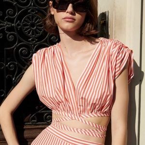 Zara Stripe Poplin Wrap Crop Top